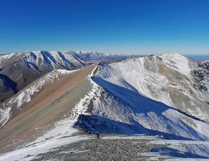 Climbing toward the summit of Mt Potts