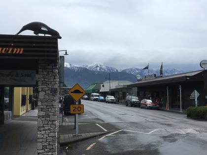 Kaikoura town looking up to Mt Uwerau