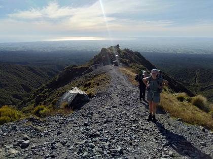 Four trampers on a ridge