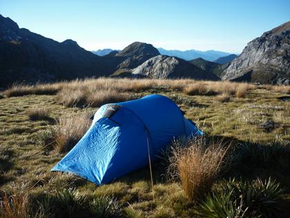 We find a great spot to camp near some tarns just above Sanctuary Basin.