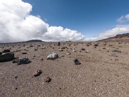 The North Crater on Mt Tongariro that is perfectly flat and level as it was once a molten lava lake.