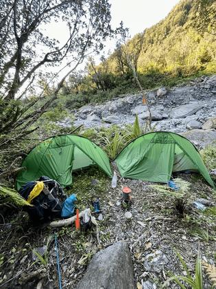 Home for the night for the two green tents.
