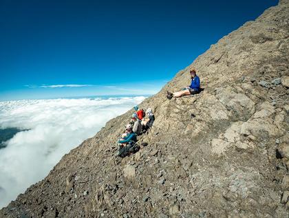 Resting on Taranaki East Ridge