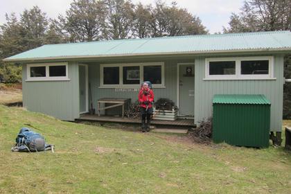 Aimee’s second visit to Venison Tops Hut/Tira Lodge/the Kelvinator. In better form this time. Photo credit: Sarah.
