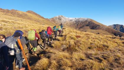 Climbing away from Luxmore Hut