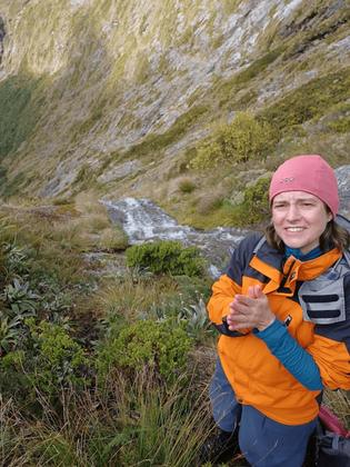 Emily at the top of the waterfall.