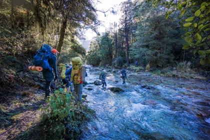Crossing the Owen River on the way to Bulmer Lake