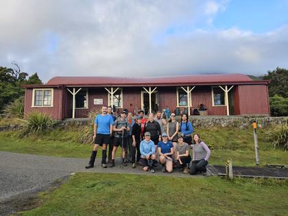 The full group of 14 about to depart from the Camphouse. Photo Credit: Regan McG