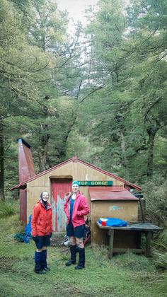 Lynsey and Anne at the hut