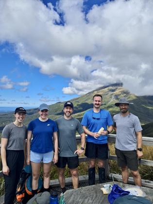 Group 1 pose with Mt Taranaki in the background. Photo Credit: Bryan D