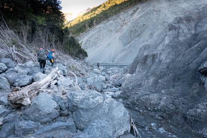 Big slip number 1 – the “pre-earthquake” way up to the ridge. Photo credit: Tony.