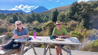 Elizabeth and Rory at Waihōhonu Hut