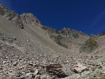Looking up at Kehu Peak (prominent peak to the left) from the basin below